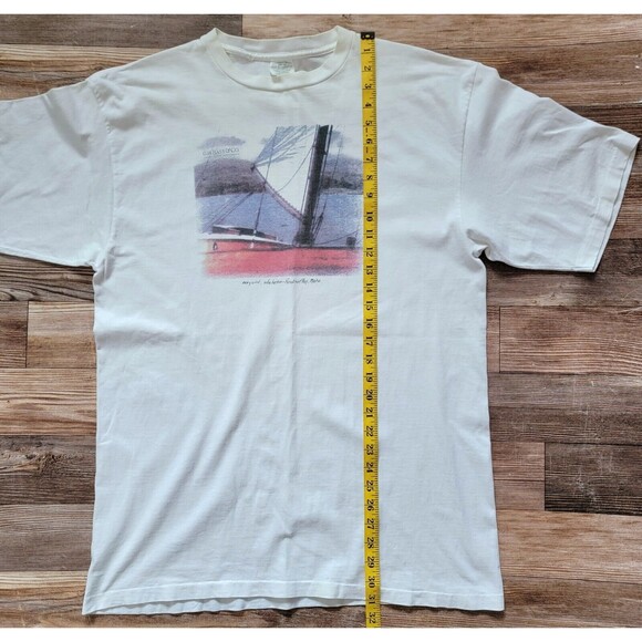 Vtg GH Bass&Co Graphic T-Shirt White Sz L Made In USA Short Sleeve Single Stitch - Picture 2 of 10